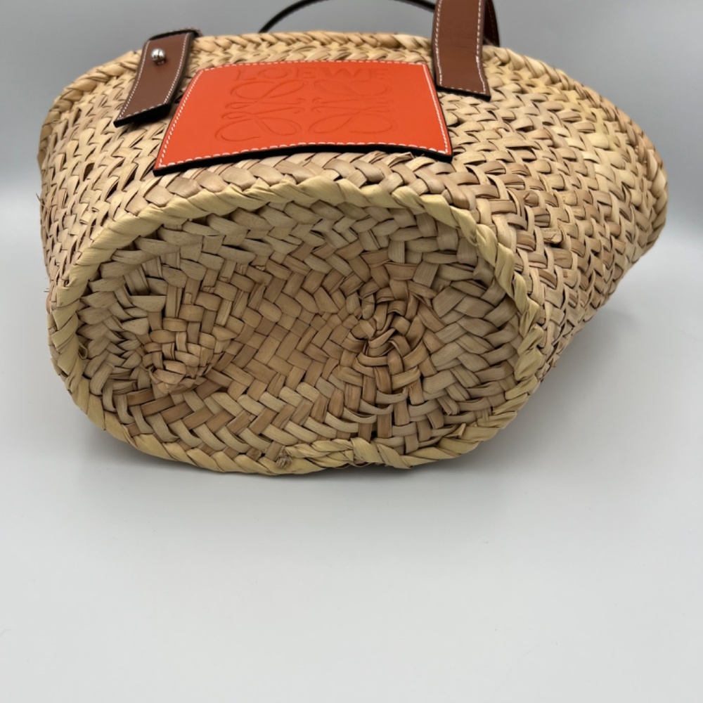 LOEWE Raffia Small Basket Tote Bag Natural Orange - Picture 5 of 7